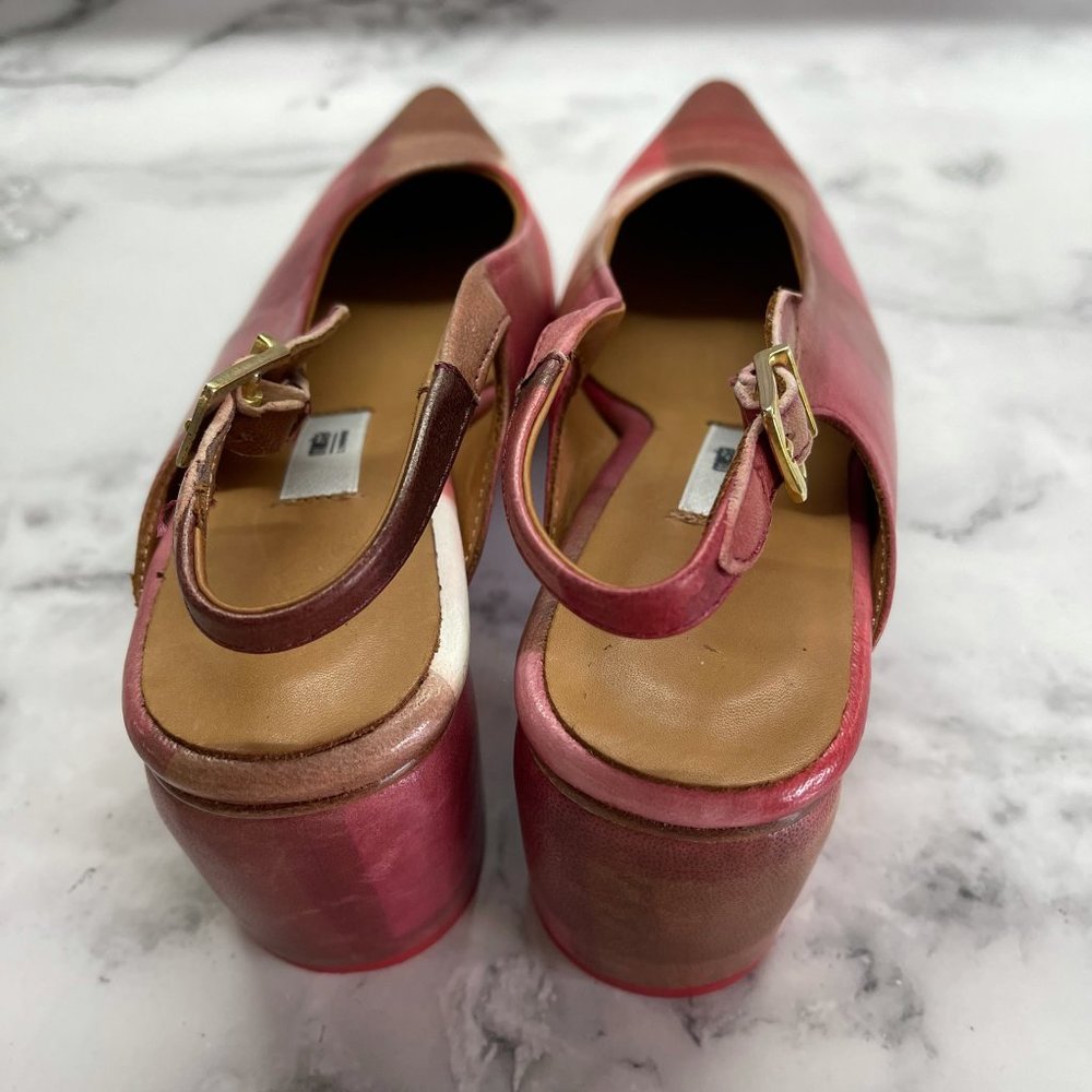 Miista Plaid Print Slingback Heel in Red NWOT - Picture 6 of 8